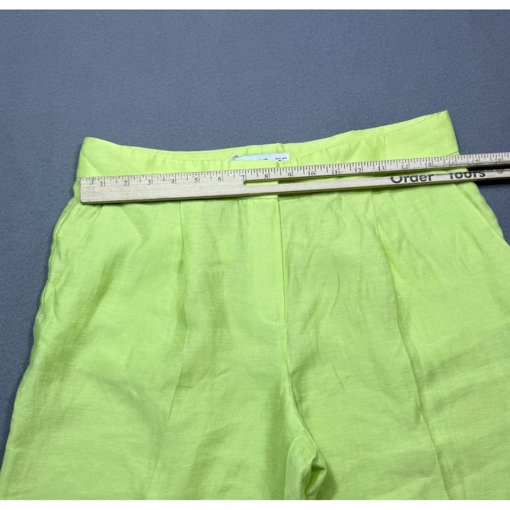 MNG By Mango Pants And Womens 8 (32x31) Lime Green Linen Wide Leg Boho USA NEW